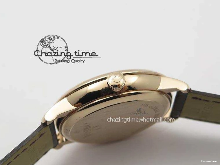 0422 TimelessDesign De Ville MK 1:1 Best Edition RG Black Dial On Black Leather Asian Seagull T1701 (Sec@6) 8236